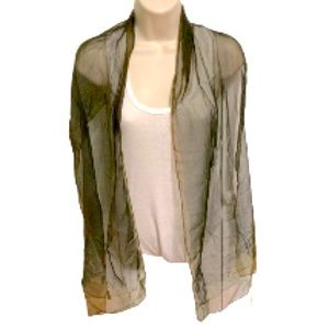 ALL SILK Scarf Wrap Shawl made in Italy Green Tan 60 inch  x 13 inch